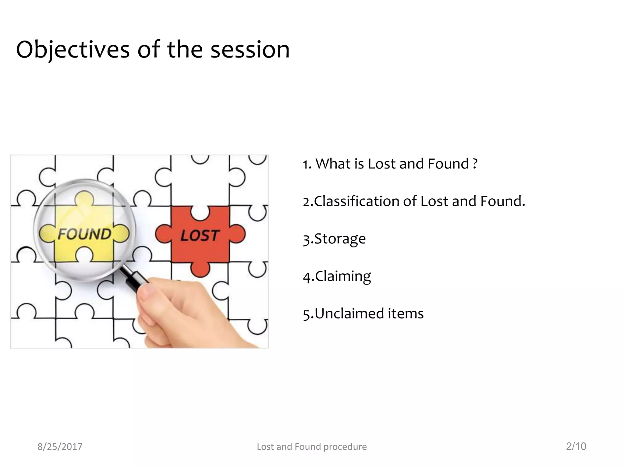 Lost and found procedure PPT