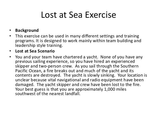 Lost At Sea Team Building Exercise Power Point Slides