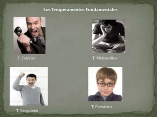 Los Temperamentos Fundamentales




T. Colérico                        T. Melancólico




                                  T. Flemático
T. Sanguíneo
 