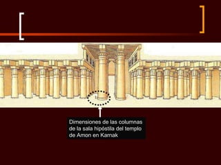 Dimensiones de las columnas de la sala hipóstila del templo de Amon en Karnak 