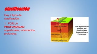 clasificación
Hay 2 tipos de
clasificación:
1. POR LA
PROFUNDIDAD:
superficiales, intermedios,
profundos.
 