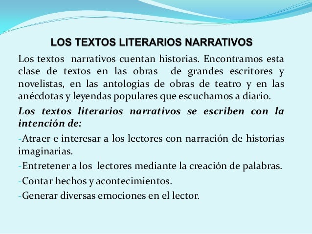 Los Textos Literarios Narrativos