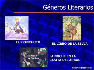 Géneros Literarios EL PRINCIPITO EL LIBRO DE LA SELVA LA NOCHE EN LA  CASITA DEL ÁRBOL Recursos Electrónicos 