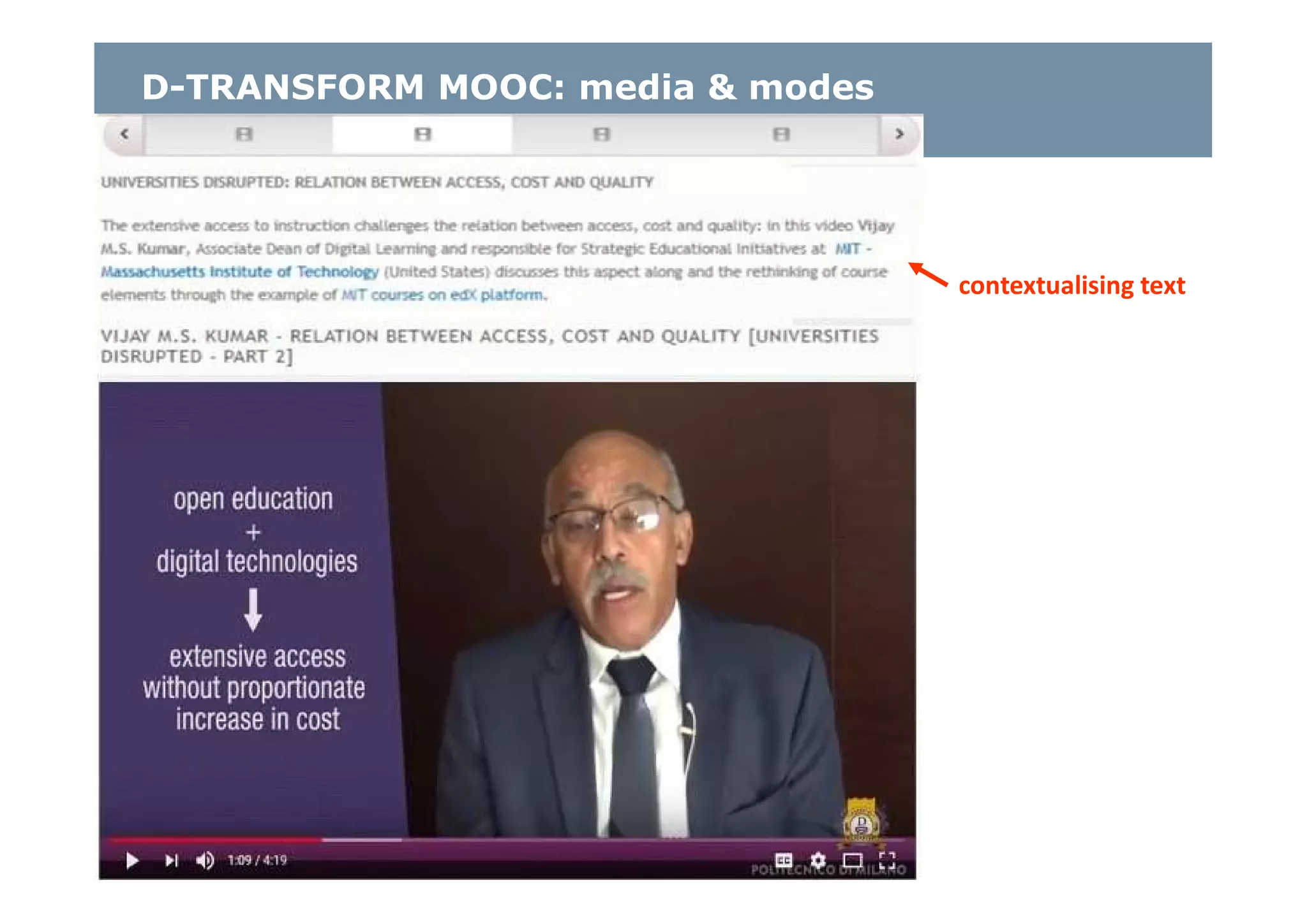 D-TRANSFORM MOOC: media & modes
contextualising text
 