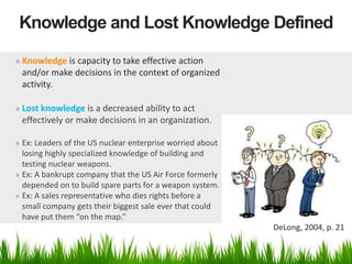 Lost knowledge: Confronting the threat of an aging workforce | PPTX