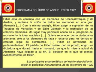 PROGRAMA POLÍTICO DE ADOLF HITLER 1922.
 