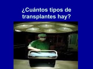 ¿Cuántos tipos de transplantes hay? 