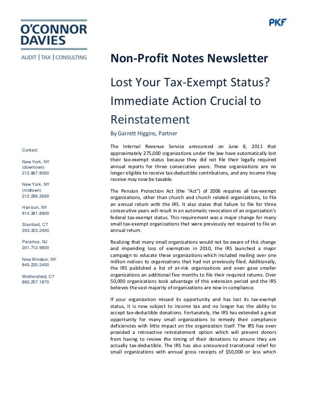 Lost Your TaxExempt Status?