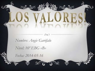 Nombre: Angie Garófalo
Nivel: 10º EBG «B»
Fecha: 2014-05-16
 