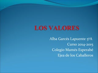 Alba Garcés Lapuente 5ºA
Curso 2014-2015
Colegio Mamés Esperabé
Ejea de los Caballeros
 