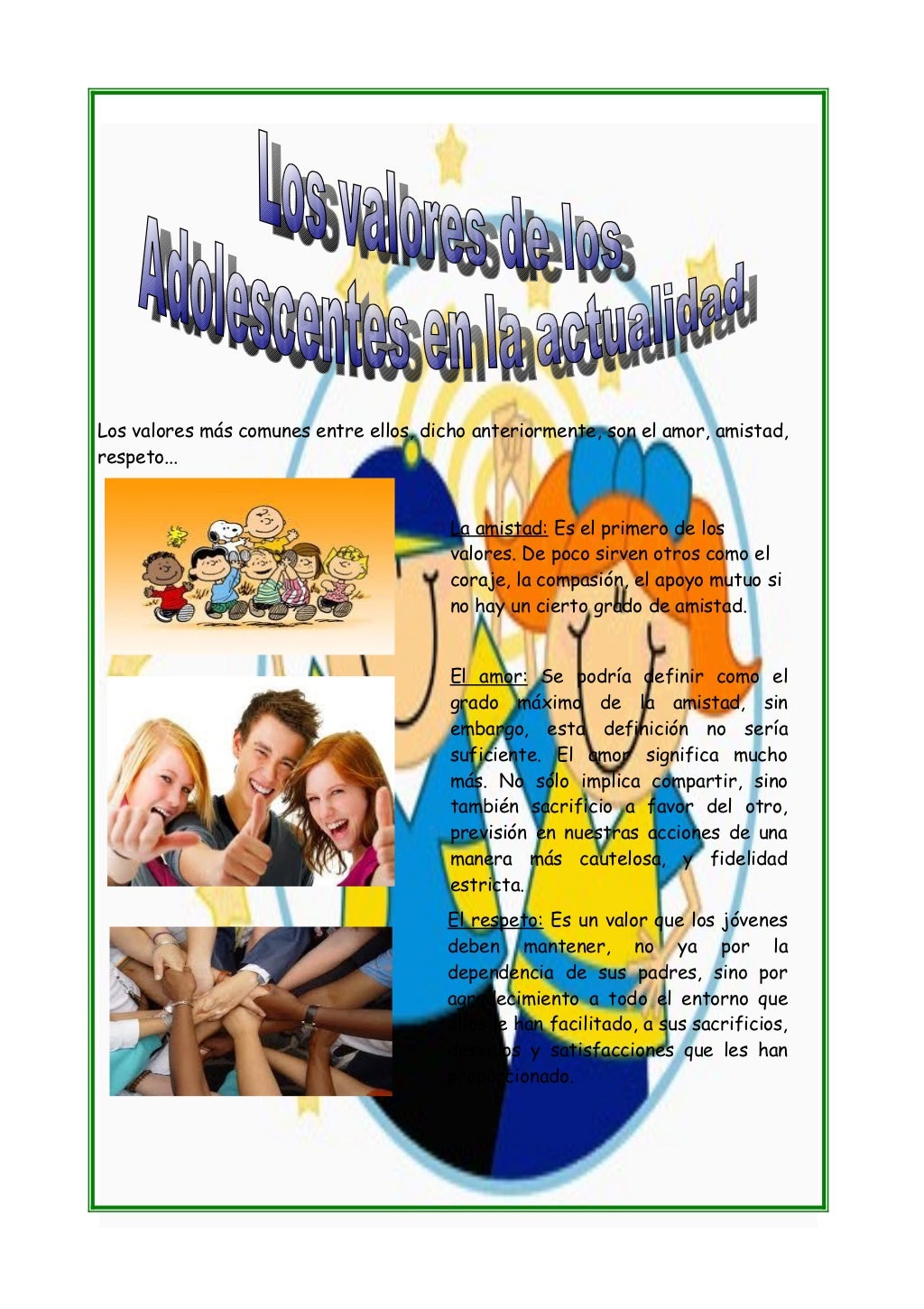 Los valores de los adolescentes en