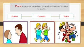 BailarCaminarHablar
• Plural se expresan las acciones que realizan dos o mas personas
por ejemplo
 