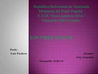 Republica Bolivariana de Venezuela.
Ministerio del Poder Popular .
E.T.I.R “José Laurencio Silva.”
Tinaquillo-EDO-Cojedes .

 