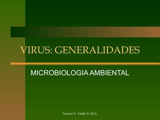 VIRUS: GENERALIDADES MICROBIOLOGIA AMBIENTAL Vanessa V. Valdés S. M.Sc. 