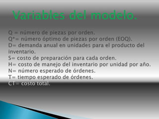 Variables del modelo.
 