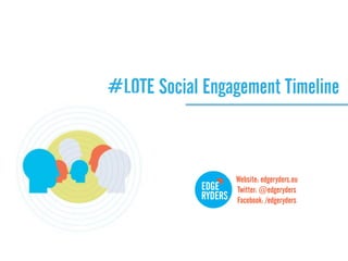 #LOTE Social Engagement Timeline
Website: edgeryders.eu
Twitter: @edgeryders
Facebook: /edgeryders
 