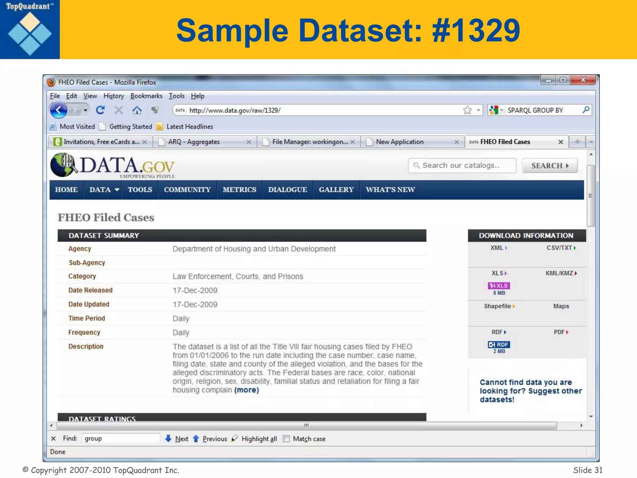 © Copyright 2007-2010 TopQuadrant Inc. Slide 31
Sample Dataset: #1329
 