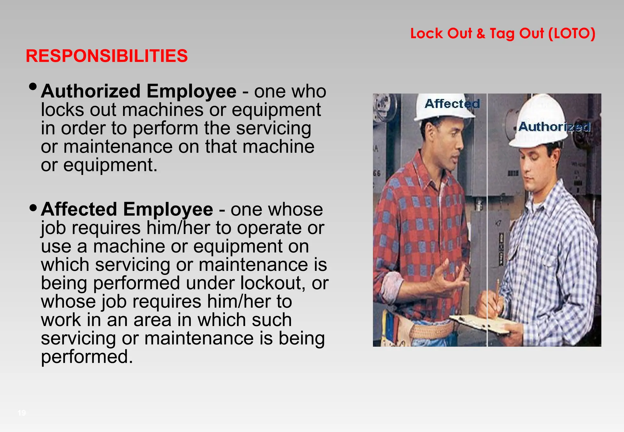 Lock out/ tag out Presentation (LOTO) training how to use Lock out tag ...