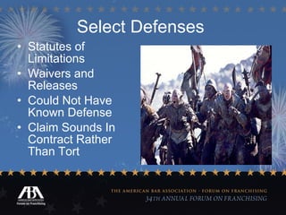 Select Defenses   Statutes of Limitations Waivers and Releases Could Not Have Known Defense Claim Sounds In Contract Rather Than Tort  