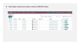 ❖ Goto Sales module and create a order by CREATE button.
 