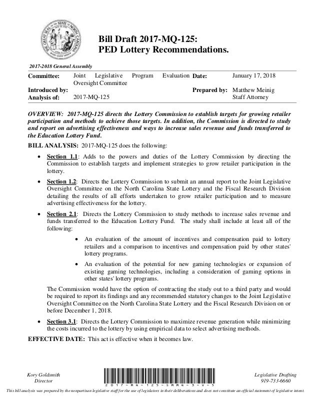 Lottery bill draft