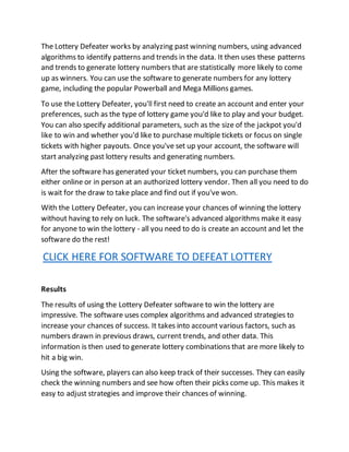 Lottery Hack Pdf Lottery Defeater Software | PDF