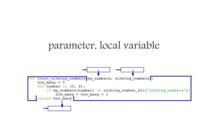 parameter, local variable
 