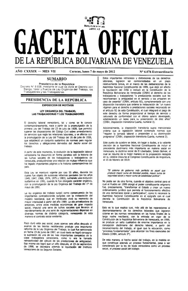 Ley Orgánica del Trabajo, los Trabajadores y las Trabajadoras