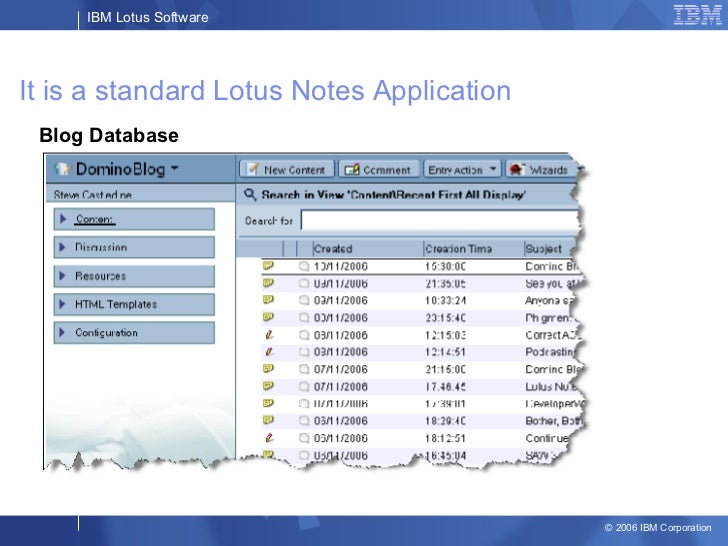 Lotus Notes Blog Template