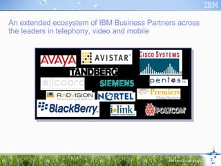An extended ecosystem of IBM Business Partners across the leaders in telephony, video and mobile  