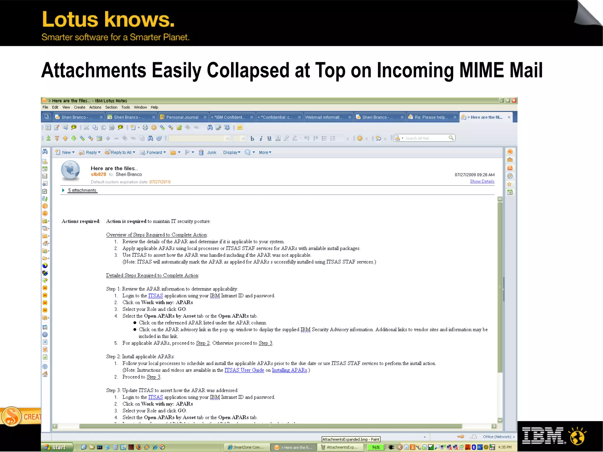 Attachments Easily Collapsed at Top on Incoming MIME Mail 