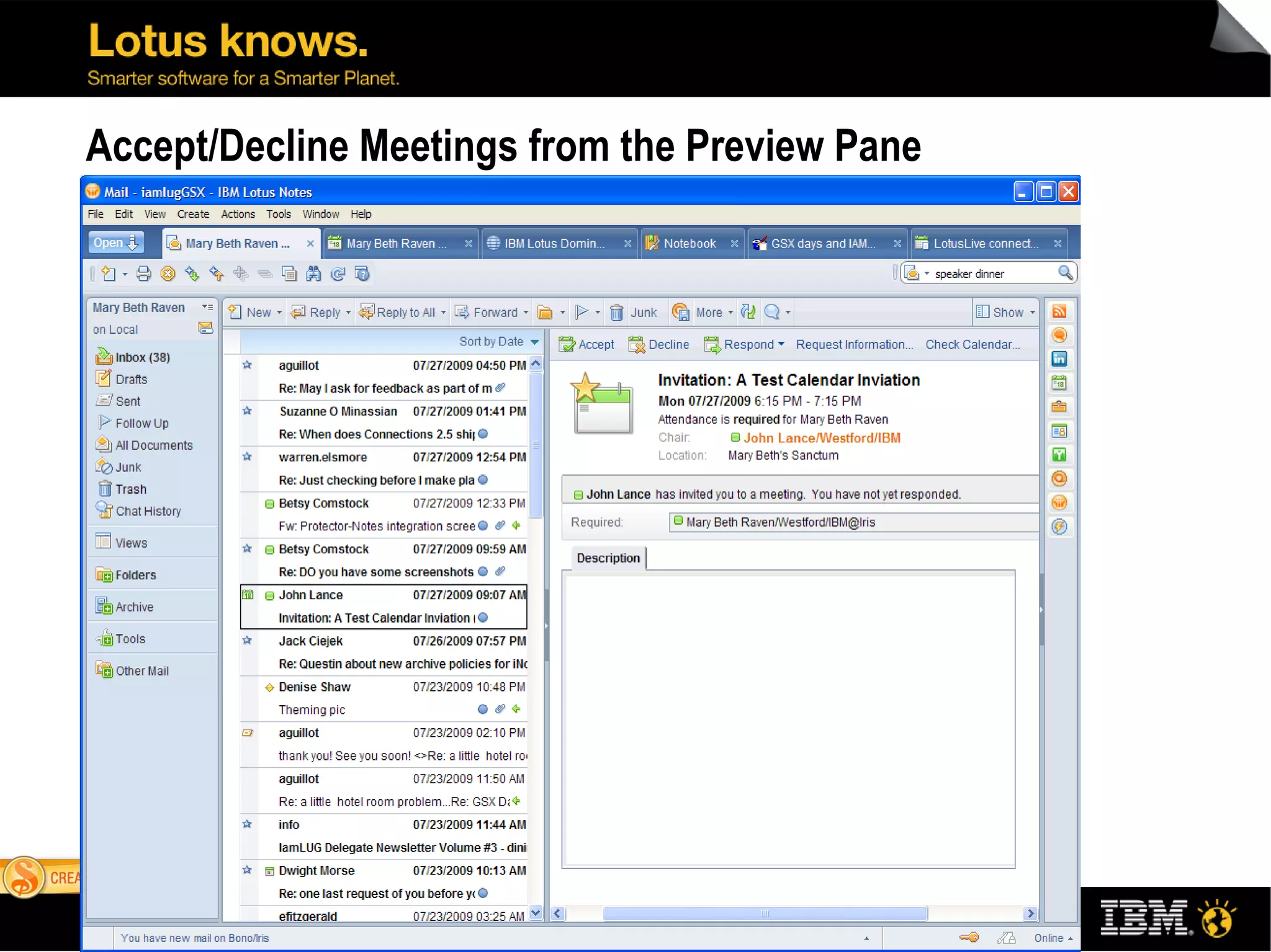 Accept/Decline Meetings from the Preview Pane 