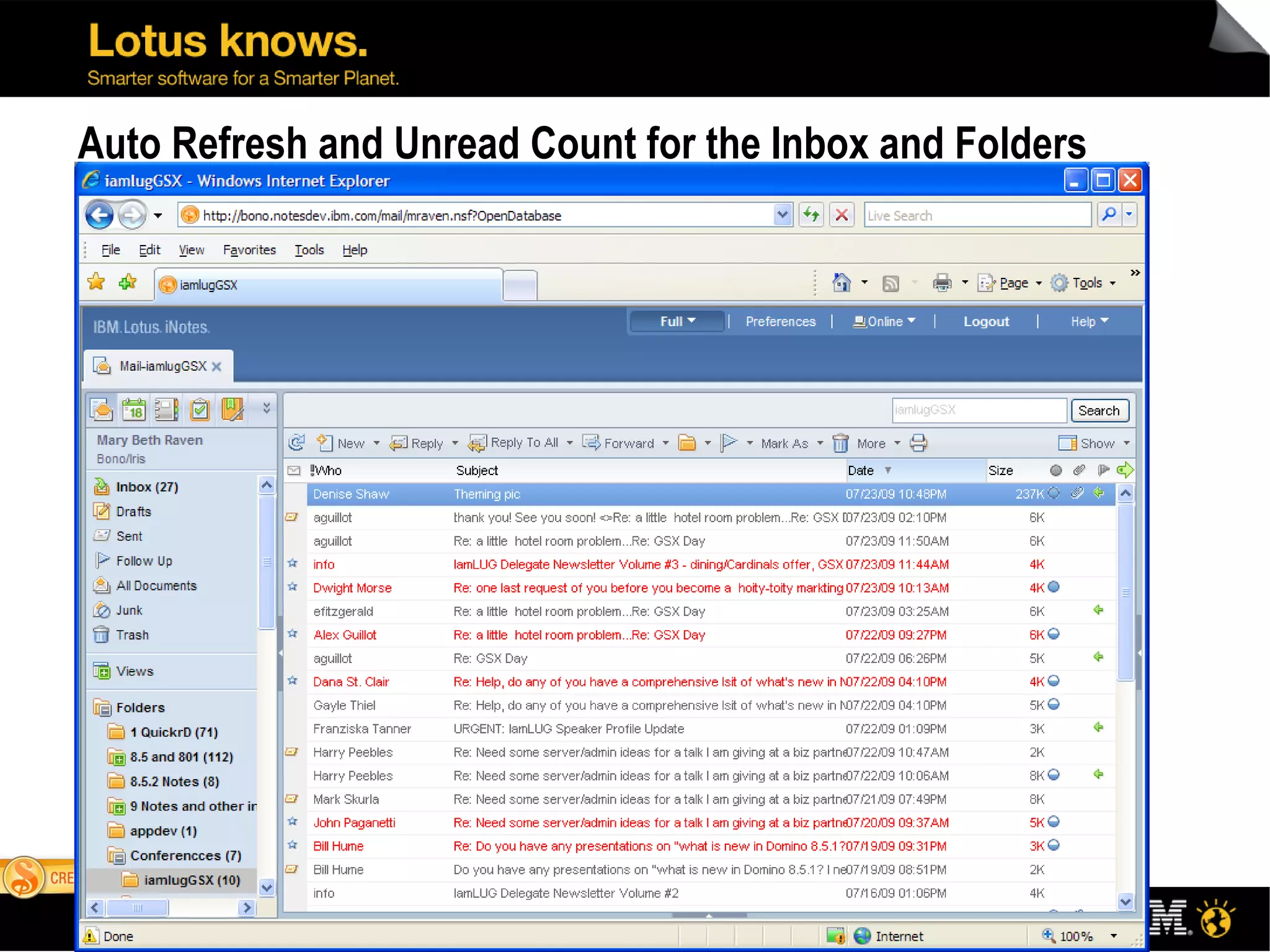 Auto Refresh and Unread Count for the Inbox and Folders 