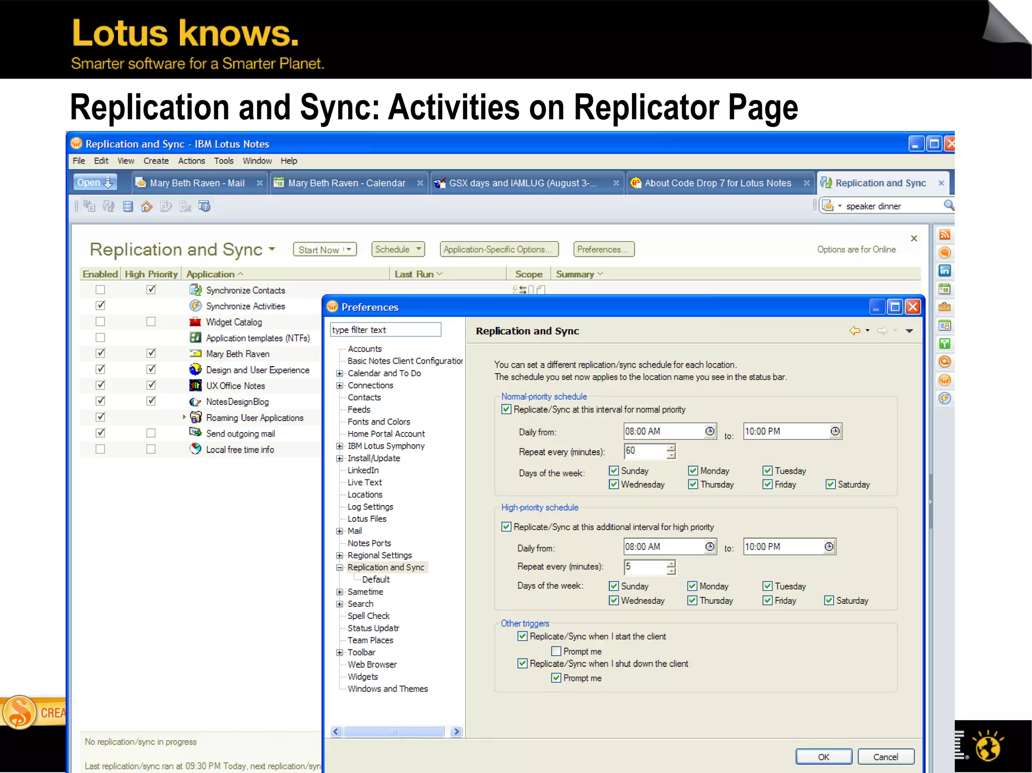Replication and Sync: Activities on Replicator Page 