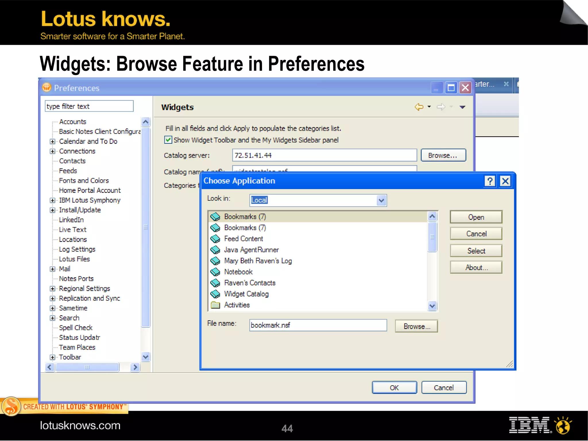 Widgets: Browse Feature in Preferences 
