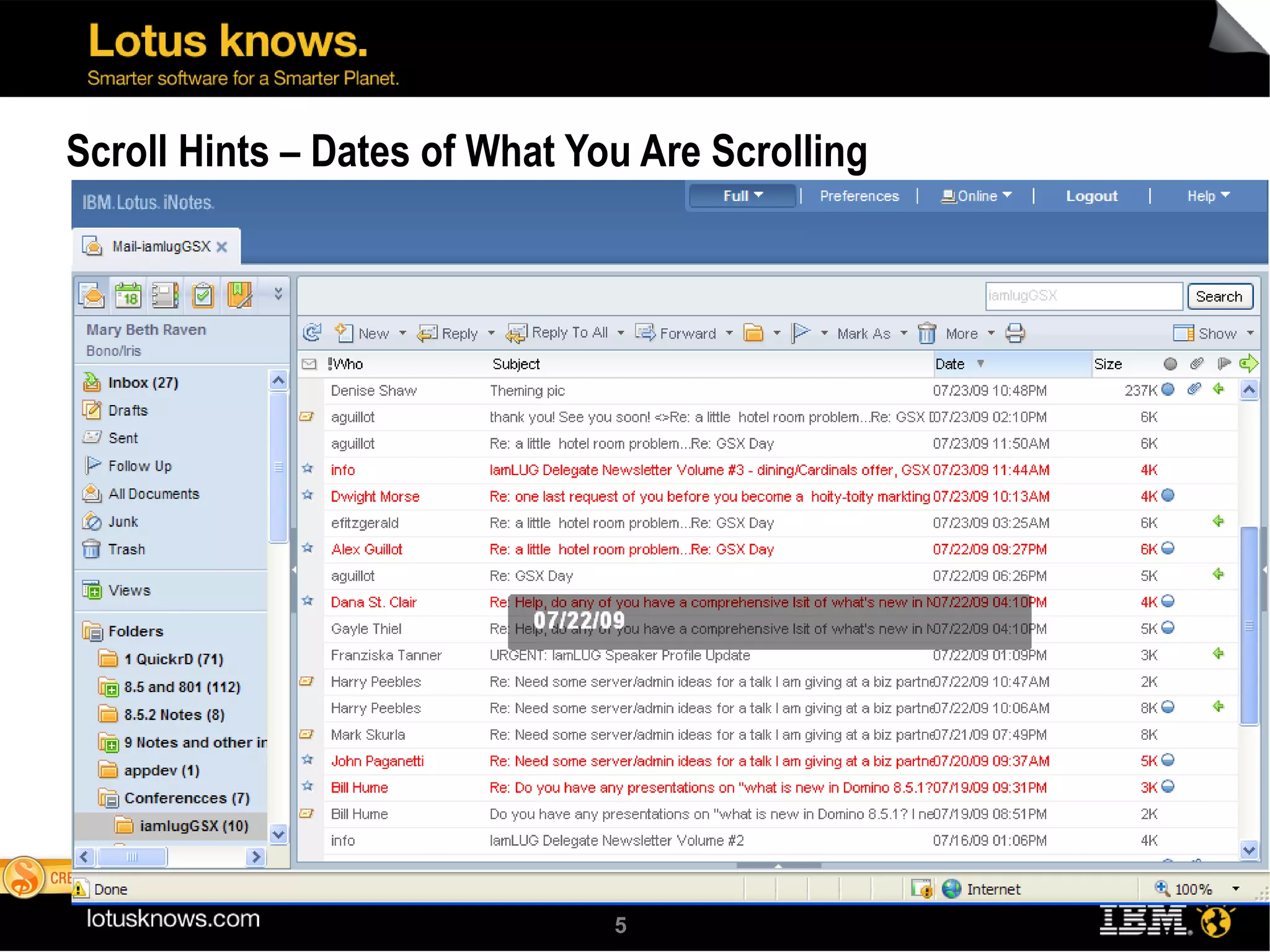 Scroll Hints – Dates of What You Are Scrolling 