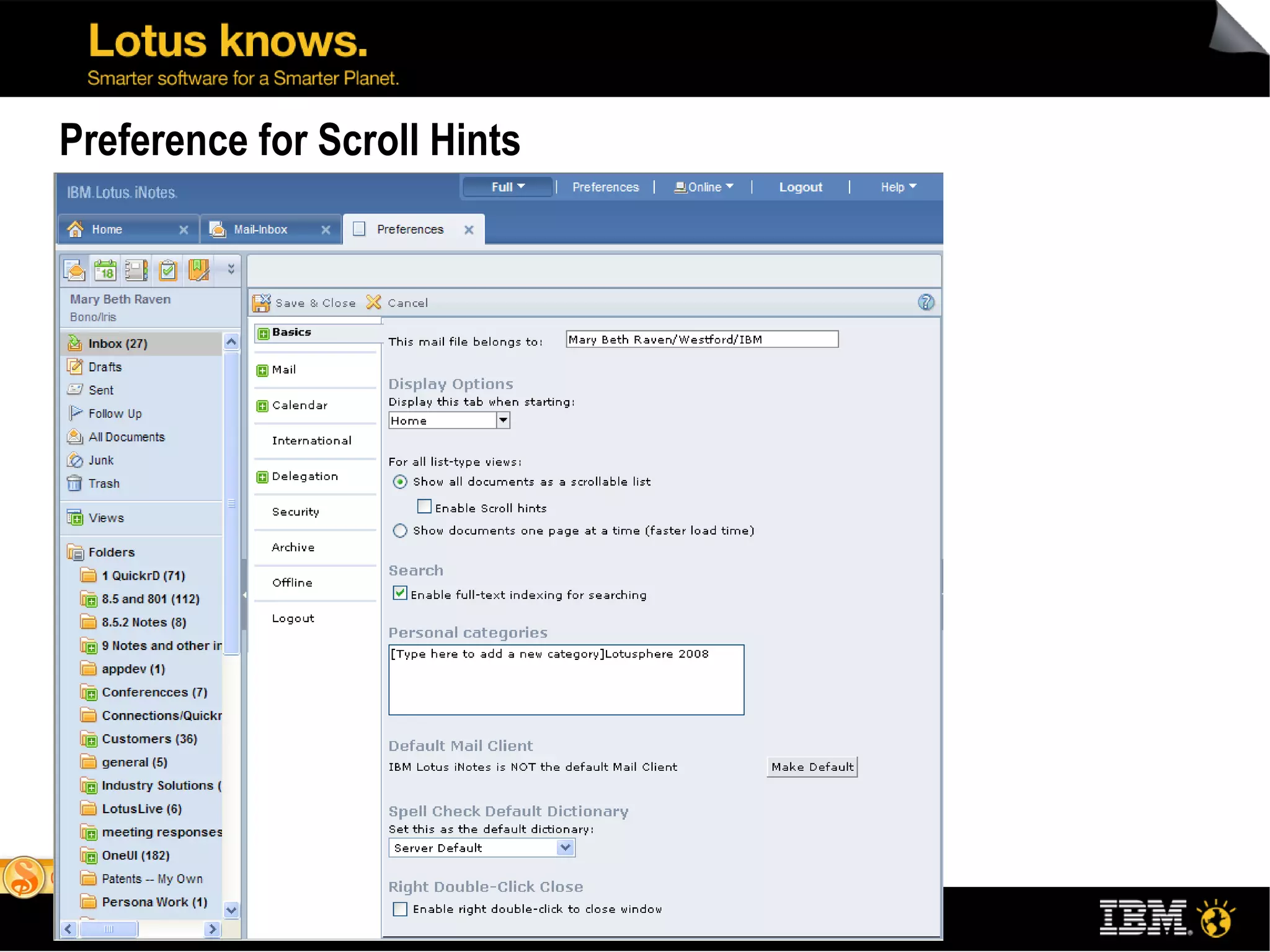 Preference for Scroll Hints 