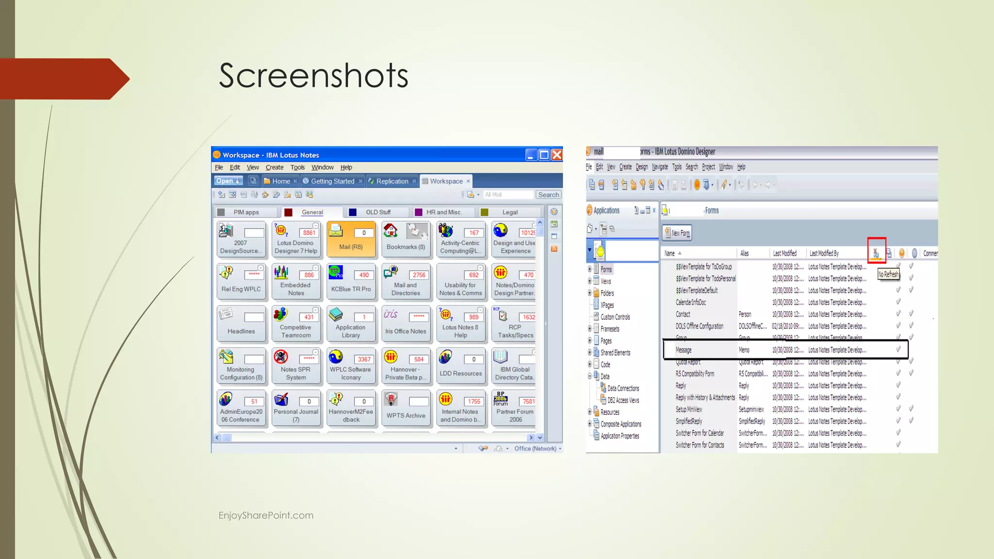 Screenshots
EnjoySharePoint.com
 