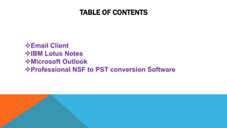 Lotus Notes To Outlook Pst Converter Tool Pptx Email Internet