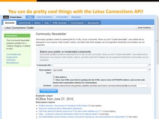 You can do pretty cool things with the Lotus Connections API! 