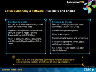 Lotus Symphony 3 software—flexibility and choice


  Freedom to create                               Freedom to choose
  A...