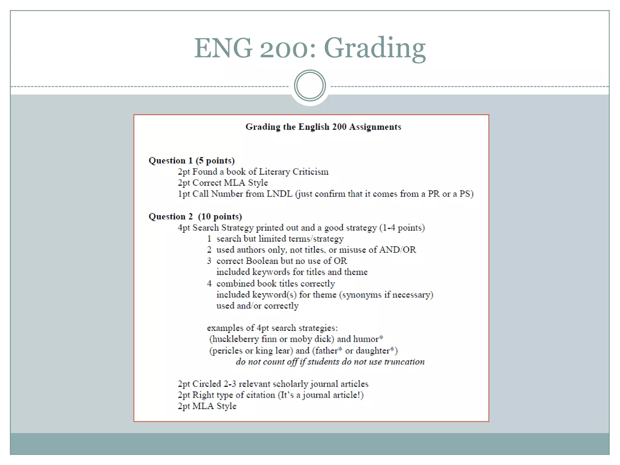 ENG 200: Grading
 