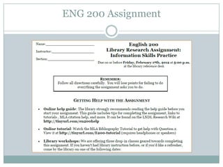 ENG 200 Assignment
 