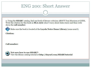 ENG 200: Short Answer
 