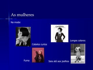 As mulheres Na moda: Cabelos curtos Fuma Longos colares Saia até aos joelhos 