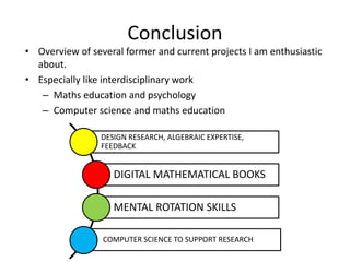 Seminar University of Loughborough: Using technology to support mathematics education and research