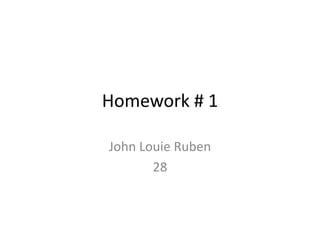 Homework # 1
John Louie Ruben
28
 
