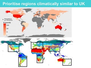 Prioritise regions climatically similar to UK
regions
 