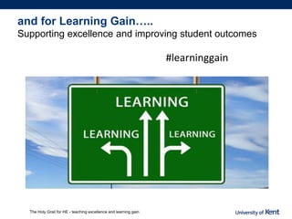 and for Learning Gain…..
Supporting excellence and improving student outcomes
The Holy Grail for HE - teaching excellence and learning gain
#learninggain
 