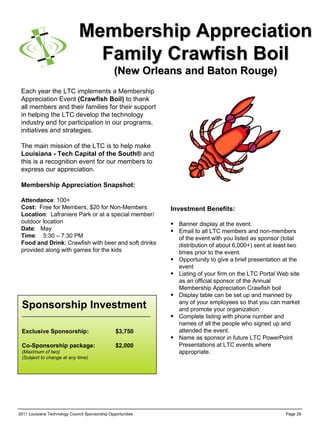 Each year the LTC implements a Membership Appreciation Event  (Crawfish Boil)  to thank all members and their families for...
